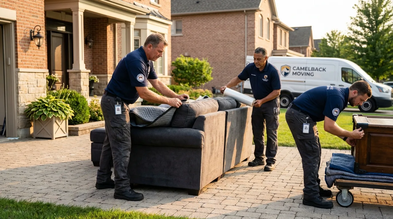 Large estate moving crew wrapping furniture in Apache, OK